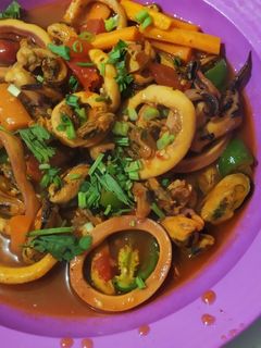 Foto resep Cumi, kerang ijo saus padang
