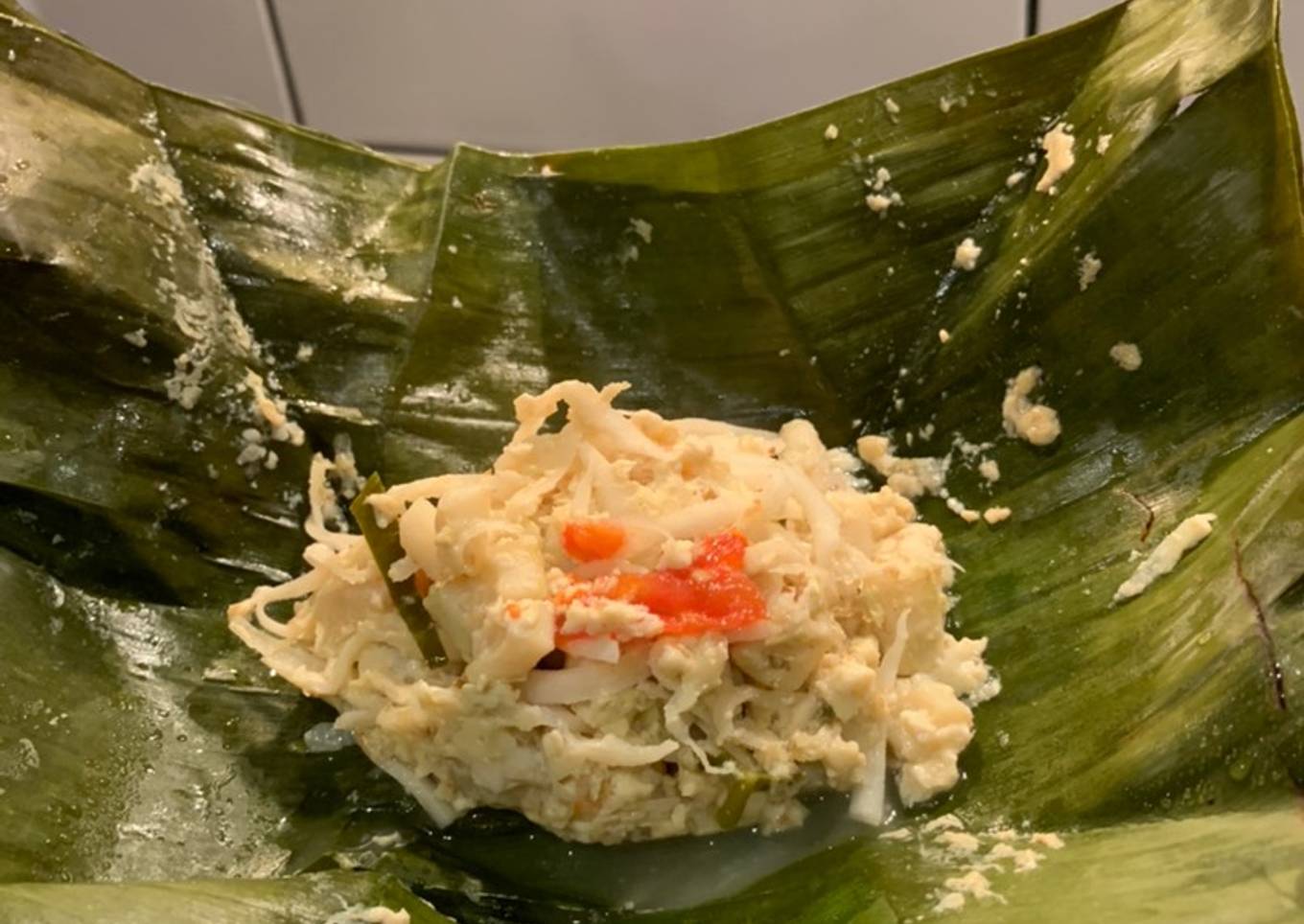 Botok putihan seafood (Tahu,udang,cumi)