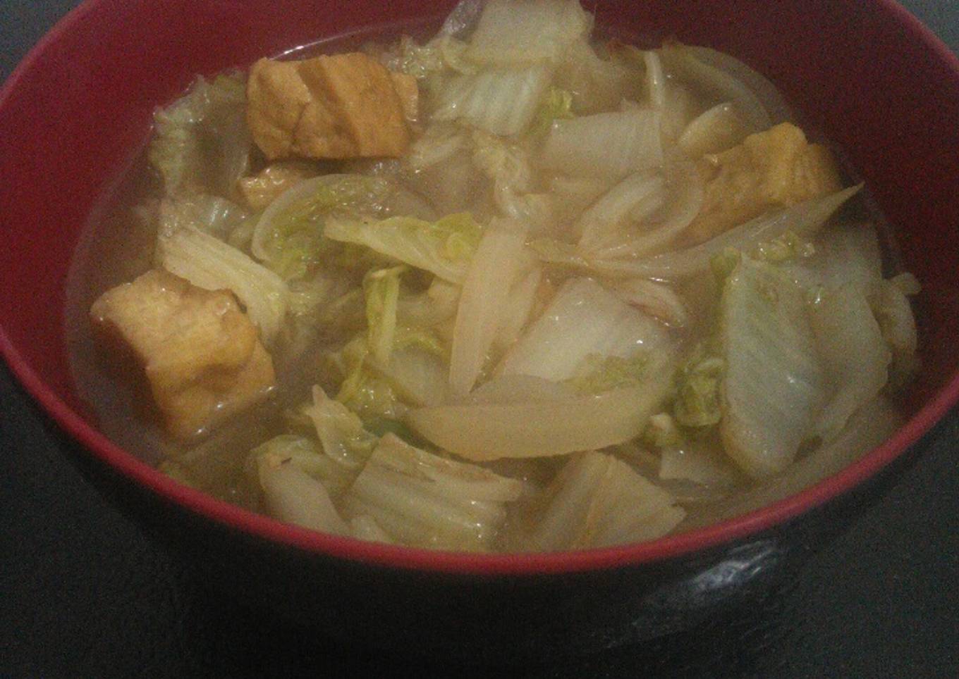 Tumis sawi putih tahu saos tiram