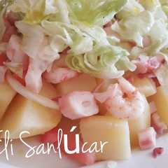Una foto de Ensalada de patata templada con gambas y pulpo