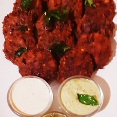 A picture of Beetroot kabab.
