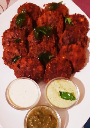 A picture of Beetroot kabab.