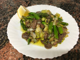 Wok de mollejas con verduras