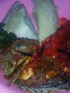 A picture of Ugali and fish.