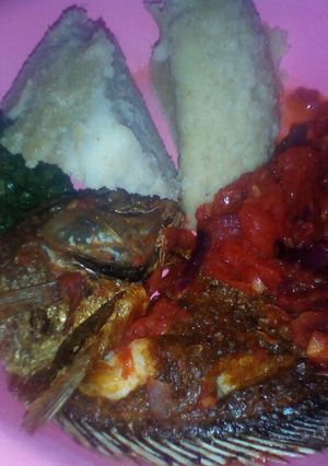 A picture of Ugali and fish.