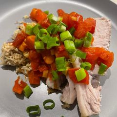 A picture of Roast Pork With Rice & Smoky Tomatoes.