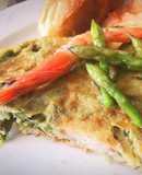 Tortilla de Espárragos trigueros con Gambas blancas