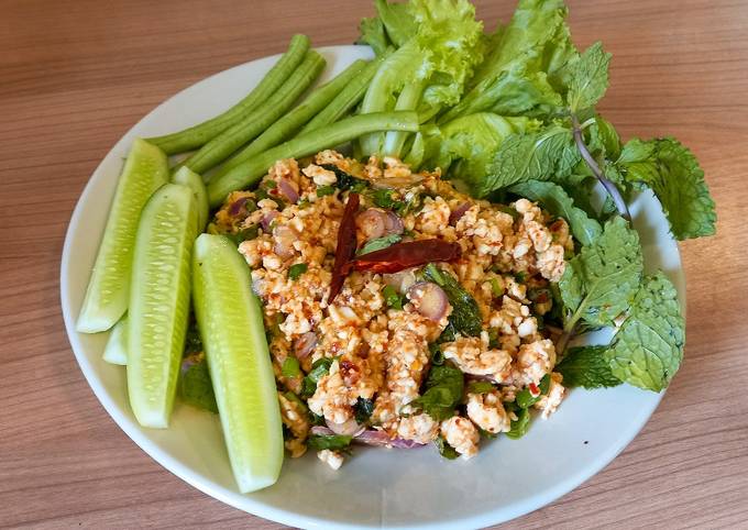 Cara Memasak Larb gai (ลาบไก่) - Salad ayam Thailand Irit Anti Gagal