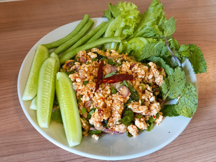 Cara Memasak Larb gai (ลาบไก่) - Salad ayam Thailand Irit Anti Gagal