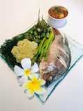 Steamed Tilapia with Vegetables and Spicy Olive Sauce
