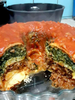 Una foto de Lasaña con panqueques