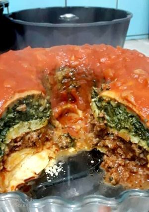 Una foto de Lasaña con panqueques