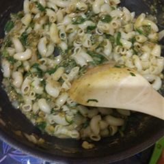 A picture of Spinach green gram pasta.