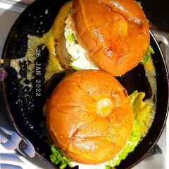 A picture of Stuffed tri colour sweet bun bread.