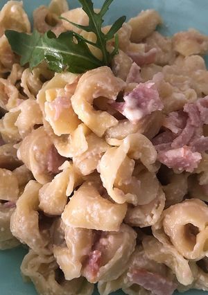 A picture of Tortellini with Feta Mousse.