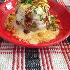 Potato tikki chaat A picture of Potato tikki chaat.