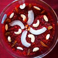 A picture of Beet root halwa.