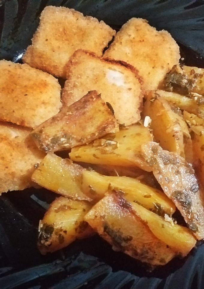 Una foto de Mini sanjacobos y patatas gajo caseras en adobillo