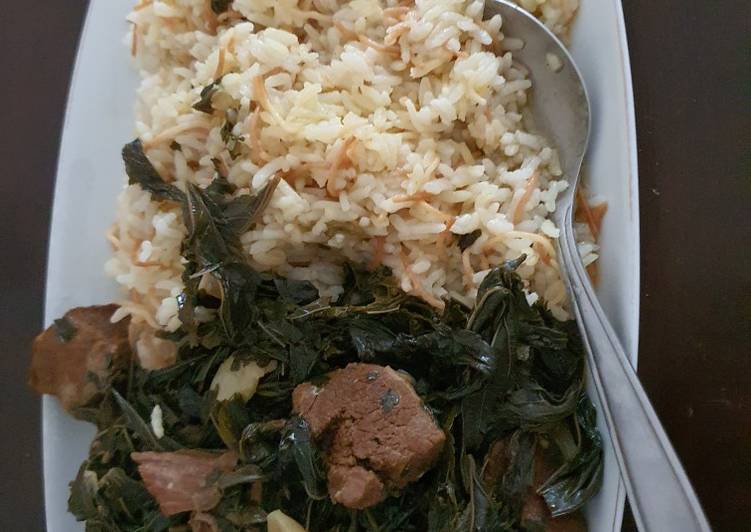 رز وملوخية بلحمه