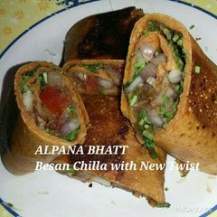 A picture of Besan chilla with new twist.