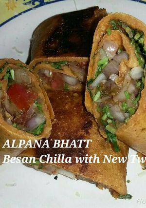 A picture of Besan chilla with new twist.
