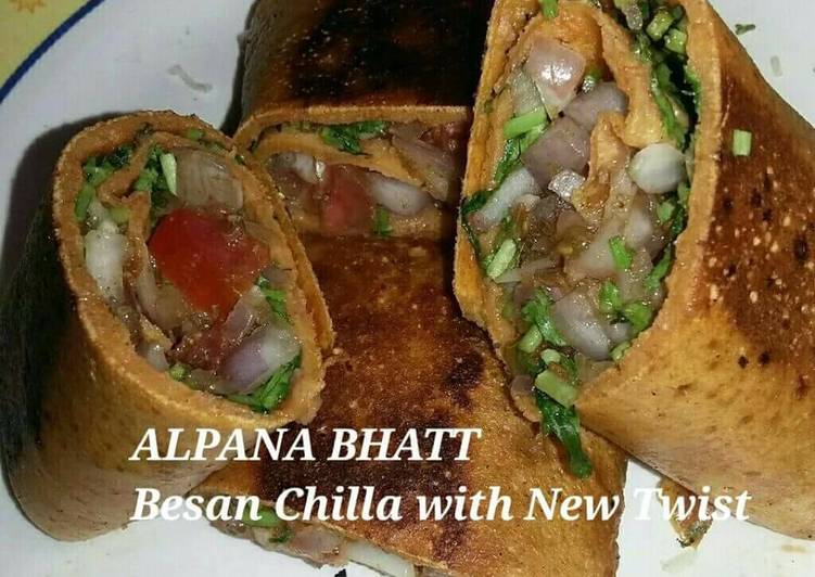 Recipe of Any-night-of-the-week Besan chilla with new twist