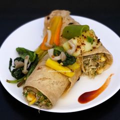 Cottage Cheese, corn, pepper burritos A picture of Cottage Cheese, corn, pepper burritos.