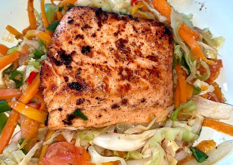 Bumbu Membuat Salmon bakar dan tumis sayur sop, Sempurna