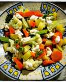Vegetales al vapor con queso crema