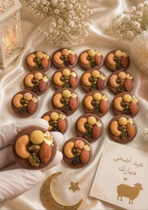صورة لوصفة حبات الشوكولاتة مزينة بالمكسرات