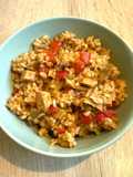 Arroz con verduras y seitán