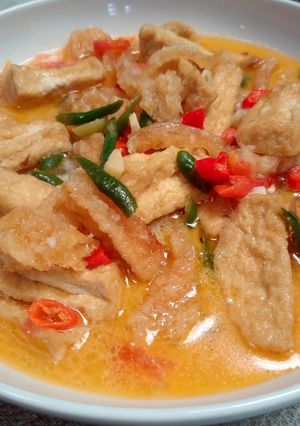 Foto resep Kerupuk kulit+ tahu tumis santan