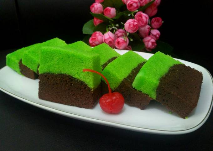 Resep Brownies Kukus Coklat Pandan Oleh Bunda Tsaqib Cookpad