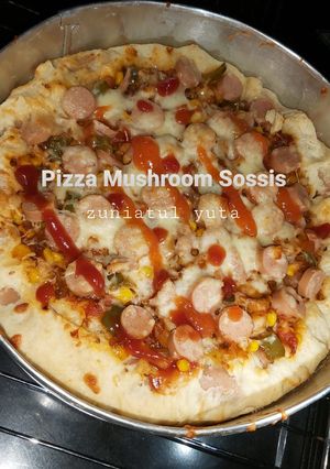 Foto resep Pizza Mushroom Sosis (Rumahan anti gagal)
