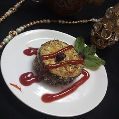 A picture of Cheezy eggplant sandwich.