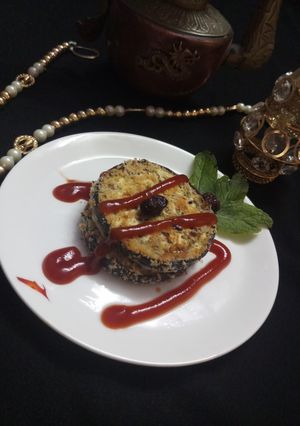 A picture of Cheezy eggplant sandwich.