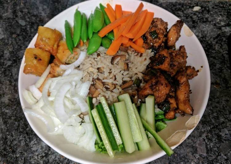 Steps to Prepare Quick Korean Chicken Rice Salad/Bowl