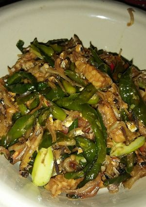 Foto resep Tumis cabe ijo teri tempe