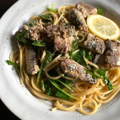 A picture of Canned Sardines, Lemon & Mustard Spaghetti.