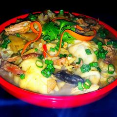 Mike's Steamy Asian Chicken & Dumpling Soup A picture of Mike's Steamy Asian Chicken & Dumpling Soup.