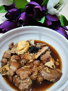 Foto resep Babi kecap dengan telur cemplug versi asin, kuah banyak