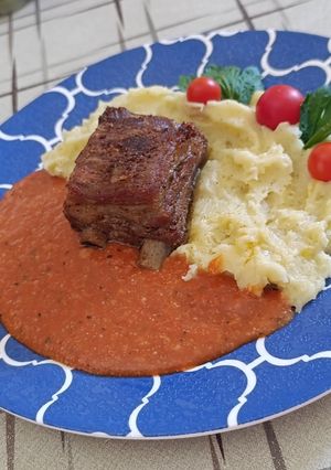 Fokhagymás,magyaros sült oldalas recept fotója