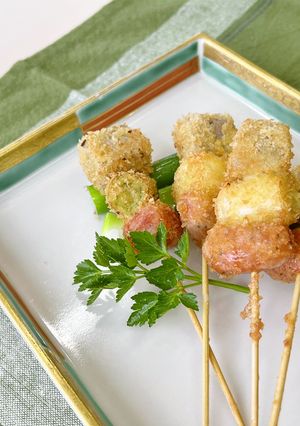 A picture of Konnyaku Skewered Katsu.