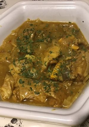 Une photo de Chevreau mariné façon créole aux oignons,épices,citron et herbes aromatiques