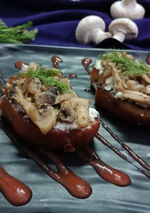 A picture of Ricotta mushroom bruscetta.
