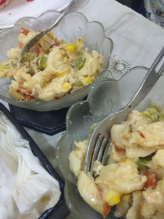 A picture of White sauce cheese pasta!!.