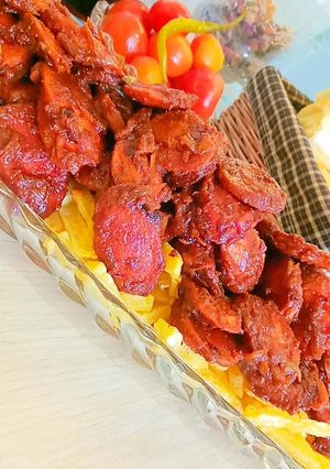 عکسی از دستور سوسیس بندری با سیب زمینی سرخ کرده😋