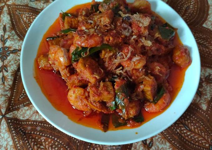 Udang,Tempe,Bakso sambal daun kari