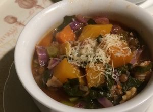 Una foto de Cocina anti frío: Minestrone de lentejas (rápido)