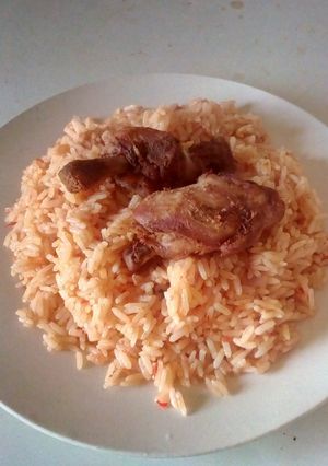A picture of Coconut jolof rice.